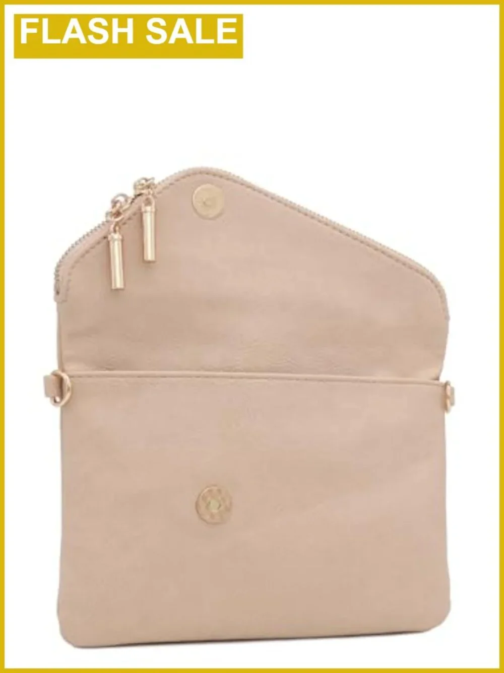 Faux Leather Envelope Wristlet Crossbody Clutch Purse w Chain Strap